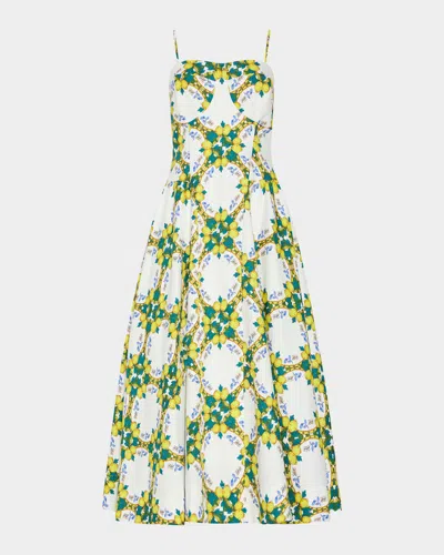Milly Livna Geometric Lemon-print Midi Dress In Animal Print