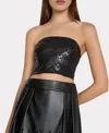 Milly Lois Eyelet Vegan Leather Sleeveless Top In Black