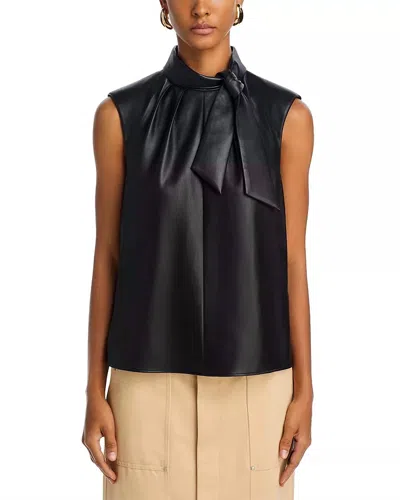 Milly London Vegan Leather Tie Top In Black