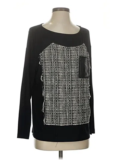 Pre-owned Milly Long Sleeve Blouse In Black