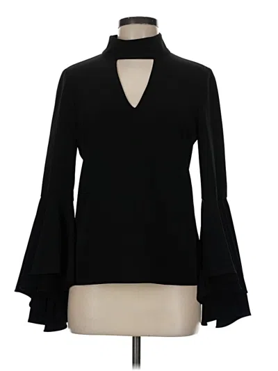 Pre-owned Milly Long Sleeve Blouse In Black