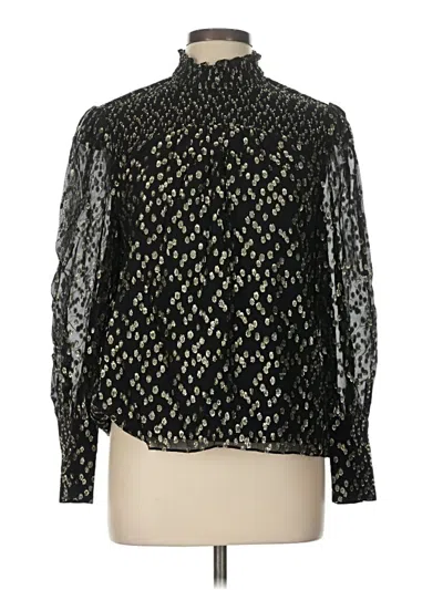 Pre-owned Milly Long Sleeve Blouse In Black