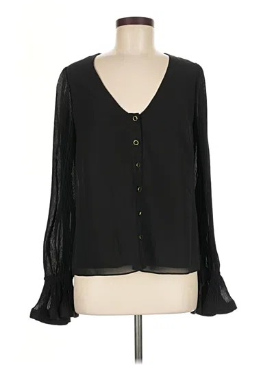 Pre-owned Milly Long Sleeve Blouse In Black