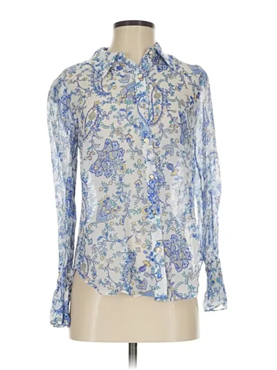 Pre-owned Milly Long Sleeve Blouse In Blue