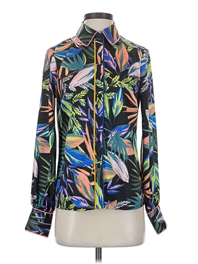 Pre-owned Milly Long Sleeve Blouse In Blue
