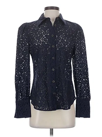 Pre-owned Milly Long Sleeve Blouse In Blue