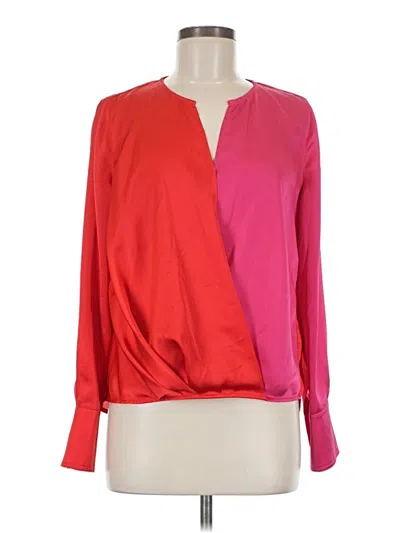 Pre-owned Milly Long Sleeve Blouse In Red