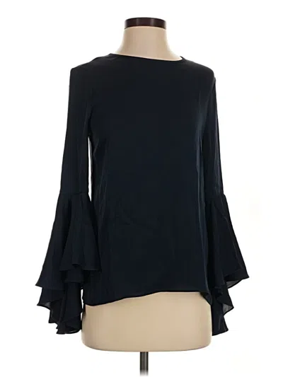 Pre-owned Milly Long Sleeve Silk Top Black Boatneck Tops