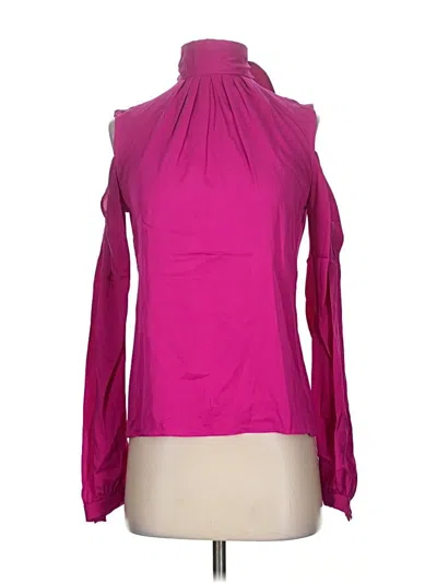 Pre-owned Milly Long Sleeve Silk Top Pink Cold Shoulder Neckline Tops