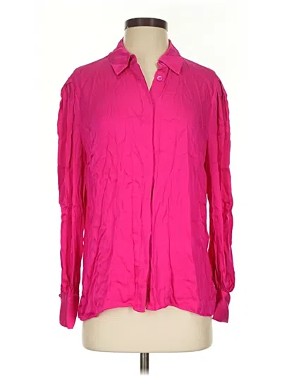 Pre-owned Milly Long Sleeve Silk Top Pink Cold Shoulder Neckline Tops