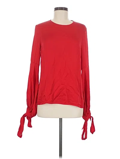 Pre-owned Milly Long Sleeve Silk Top Red Boatneck Tops
