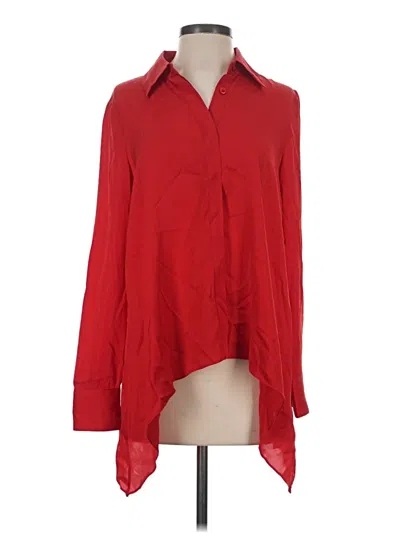 Pre-owned Milly Long Sleeve Silk Top Red Cowl Neck Tops