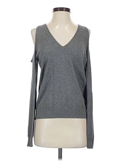 Pre-owned Milly Long Sleeve Top Gray Cold Shoulder Neckline Tops