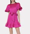 Milly Lumi Satin Dress In Pink In Pink
