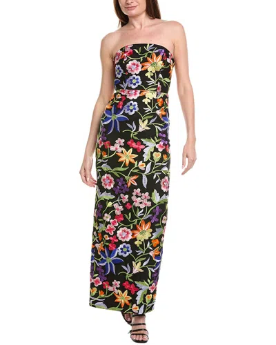 Milly Magnolia Mesh Embroidery Maxi Dress In Black