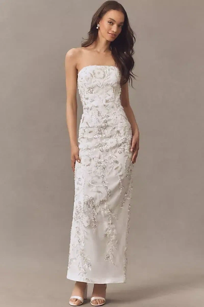 Milly Magnolia Strapless Beaded Sequin Maxi Dress