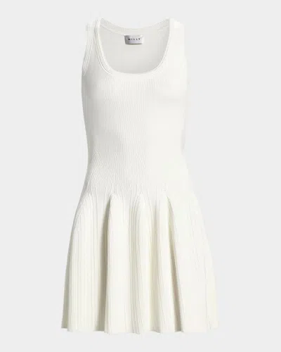 Milly Marea Rib-knit A-line Mini Dress In White
