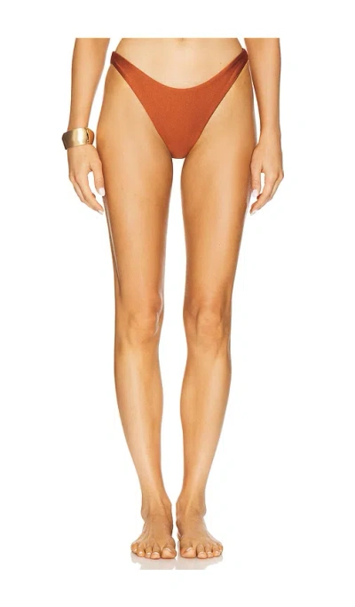 Milly Margot Gloss Bikini Bottom In Copper