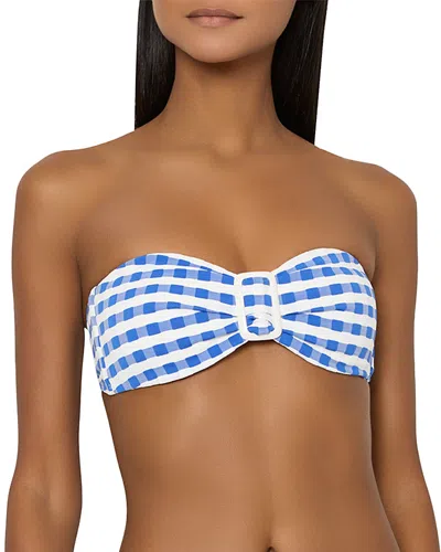Milly Margot Jacquard Cottage Bandeau Bikini Top In Blue