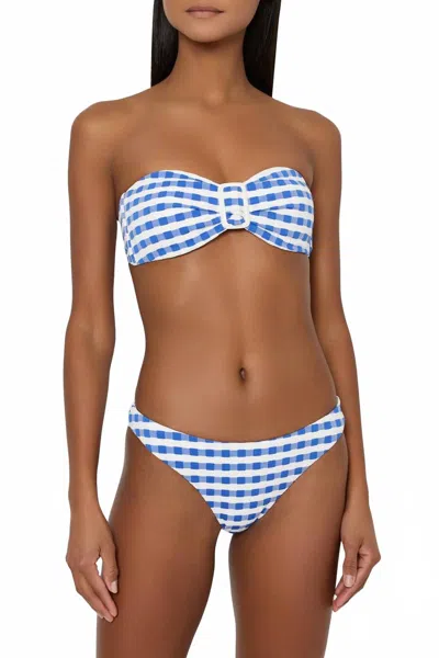 Milly Margot Jacquard Cottage Bikini Bottom In Blue