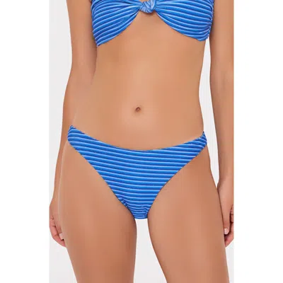 Milly Margot Metallic Stripe Bikini Bottoms In Blue