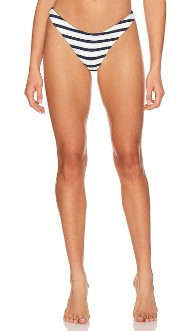 Milly Margot Striped Bikini Bottom In Navy & White