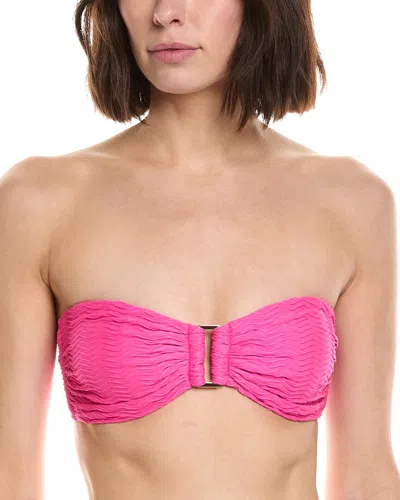 Milly Margot Textured Chevron Bandeau Bikini Top In Pink