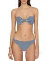 Milly Margot Textured Stripe Bikini Bottom In Blue