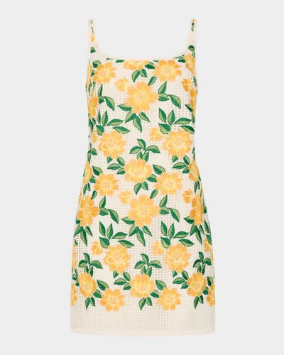 Milly Maria Floral-embroidered Knit Mini Dress In Multi