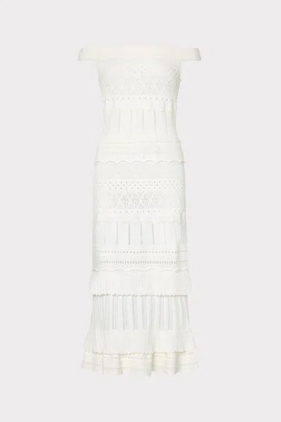 Milly Maven Ruffle Midi Dress In Sand