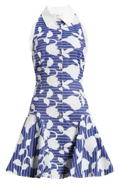Milly Maxine Floral Embroidered Minidress In Blue