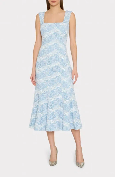 Milly Meg Butterfly Lace Mermaid Dress In Blue