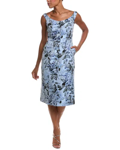 Milly Mel Floral Jacquard Off The Shoulder Dress In Blue