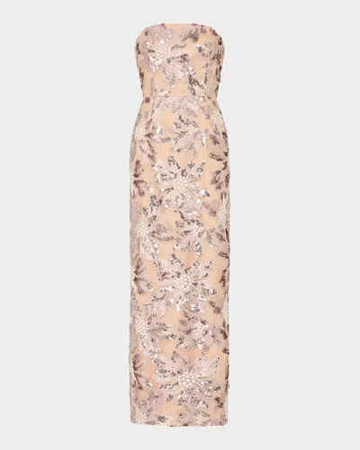 Milly Meredith Sequined Strapless Maxi Dress In Animal Print