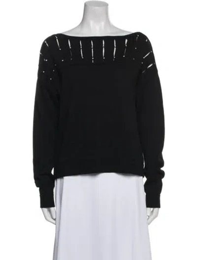 Pre-owned Milly Merino Wool Bateau Neckline Sweater In Blue