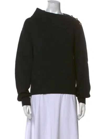 Pre-owned Milly Merino Wool Crew Neck Sweater In Black