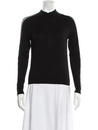 Pre-owned Milly Merino Wool Crew Neck Sweater In Black