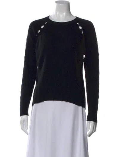 Pre-owned Milly Merino Wool Crew Neck Sweater In Black