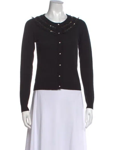 Pre-owned Milly Merino Wool Crew Neck Sweater In Black