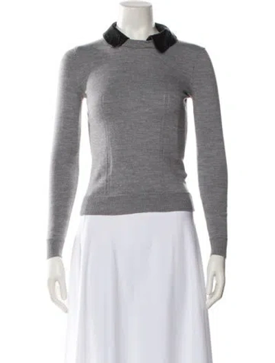 Pre-owned Milly Merino Wool Crew Neck Sweater In Gray