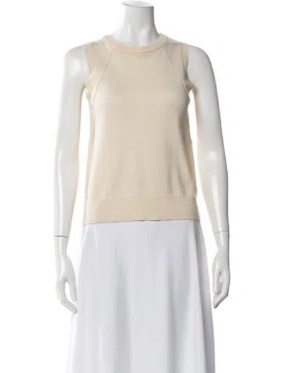 Pre-owned Milly Merino Wool Crew Neck Sweater In White