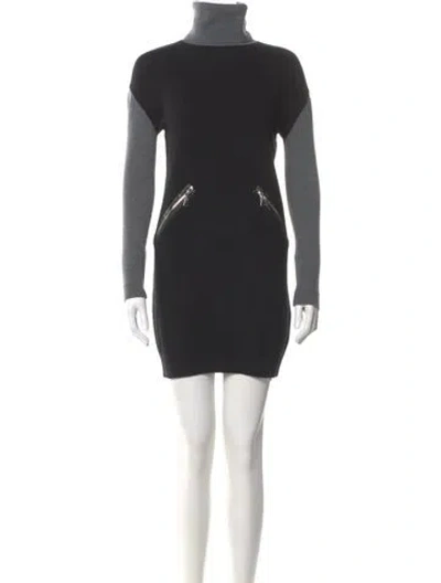 Pre-owned Milly Merino Wool Mini Dress In Black