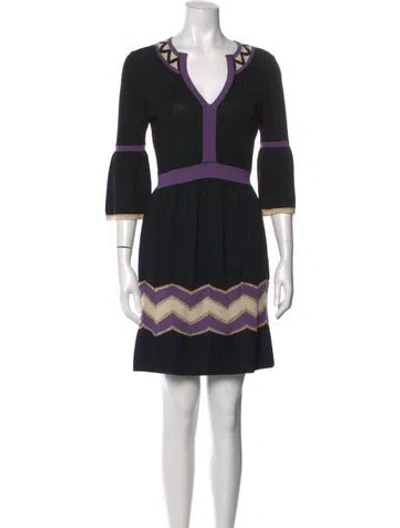 Pre-owned Milly Merino Wool Mini Dress In Black