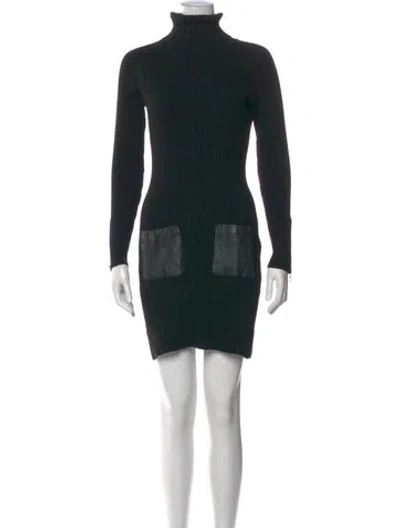 Pre-owned Milly Merino Wool Mini Dress In Black