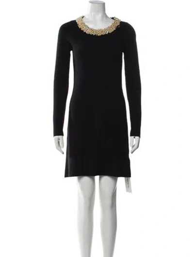 Pre-owned Milly Merino Wool Mini Dress In Black