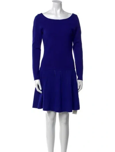 Pre-owned Milly Merino Wool Mini Dress In Blue