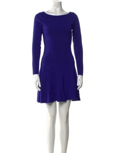 Pre-owned Milly Merino Wool Mini Dress In Blue
