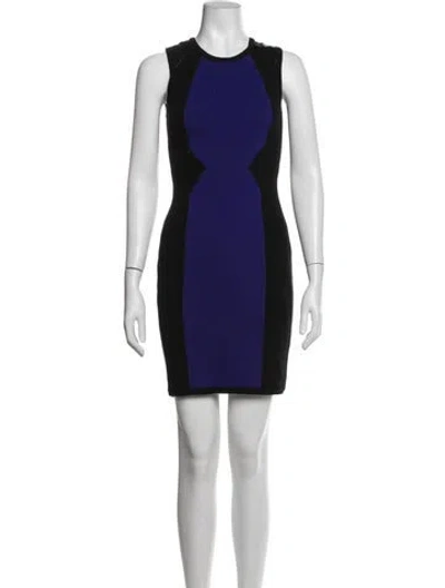 Pre-owned Milly Merino Wool Mini Dress In Blue