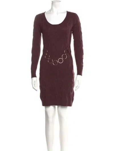 Pre-owned Milly Merino Wool Mini Dress In Burgundy