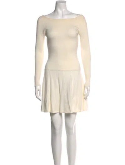 Pre-owned Milly Merino Wool Mini Dress In Neutral
